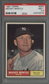 1961 Topps #300 Mickey Mantle - PSA NM+ 7.5